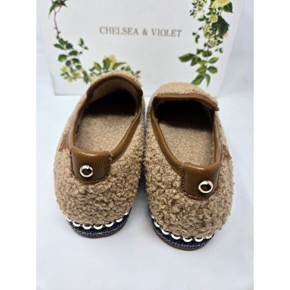 Chelsea & Violet Sherpa Slip-On Espadrille Latte Flats 6 New with Box - Picture 6 of 8